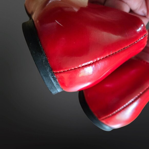 Y2K Miss Sixty Red Patent Leather Ballet flats EUR size 36 Peep toe Bows US 5.5 - Picture 9 of 12